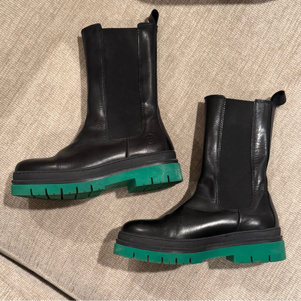 Madden Girl Black/Green “stealth” women’s boots